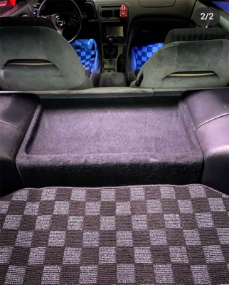 P2M for Nissan Z32 300ZX 1990-96 Fairlady 2+0 Checker Race Rear Trunk Floor Mat - Image 1 of 2