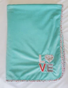 Carters Love Aqua Blue Coperta di Sicurezza per Bambini Peluche Sherpa Lovey Cuore - Foto 1 di 5