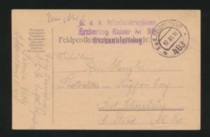 Feldpost-Karte 403 Kuk Infanterieregiment Erzherzog Rainer Nr. 59 Stabsabteilung - Bild 1 von 2