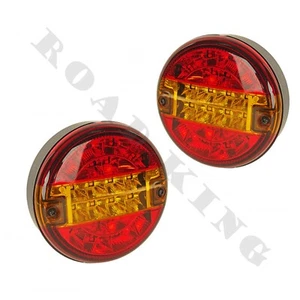 2x LED Hamburger Rund 3 Funktion Rücklicht Anhänger PKW LKW 24V (L+R Satz) - Bild 1 von 3