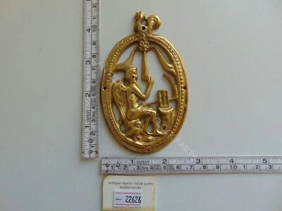 BRASS TAIL PIECE FATHER TIME WITH ROOSTER FOR DUTCH FRIESIAN TAIL CLOCK - Image 1 of 3