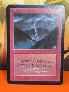 MTG Lightning Bolt Alpha *Silver Signed By Christopher Rush* ULTRA RARE - Picture 1 of 15