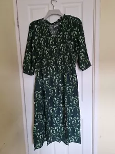 Dreams Watercolour Green Leaf Midi Dress rrp £48 Free Size - 8 to 16 - Picture 1 of 8