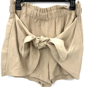 BCBGeneration Tan Knot-Front Paperbag Waist Short Womens Size Large NWT - Picture 1 of 4