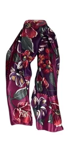 Liz Claiborne 100% SILK Maroon Floral Scarf - Picture 1 of 3
