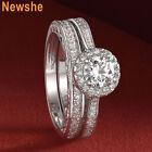 Newshe 2CT Womens Engagement Wedding Ring Set Round CZ 925 Sterling Silver