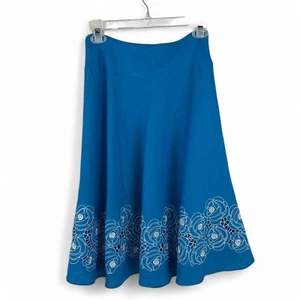Falda Lafayette 148 100 % lino verde azulado talla 2 línea A hasta la rodilla defectos bordados - Imagen 1 de 15