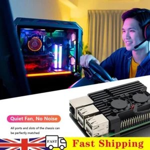 For Raspberry Pi 3 Model B B+ Aluminum Case Shell with Dual Cooling Fan - Afbeelding 1 van 7