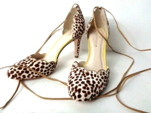 Zapatos con correa al tobillo Guilhermina Anthropologie 5M leopardo pony D'Orsay BRASIL - Imagen 1 de 9