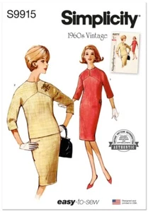 Vestido Top Simplicity Pattern 9915 Años 60 Vintage Línea A Falda Miss & Plus Talla 8~26 - Imagen 1 de 6