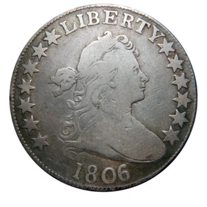 Drapierte Büste halber Dollar 1806/5 Overton-102 überdatiert selten SCHÖN - Bild 1 von 2