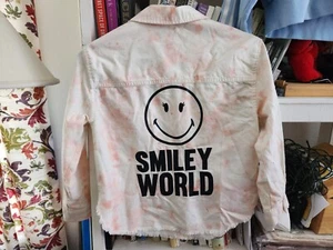 ZARA Size 7 Girls Smiley World Summer Flavour Shirt 122cm pink white tie dye - Picture 1 of 9