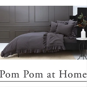 Juego de funda nórdica de algodón arrugado Rowan POM POM at HOME KING Midnight NUEVO $345 - Imagen 1 de 10