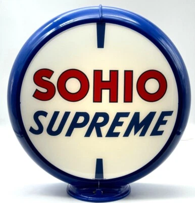 SOHIO SUPREME 13.5" Gas Pump Globe - SHIPS FULLY ASSEMBLED! MADE IN USA!! - Image 1 of 4