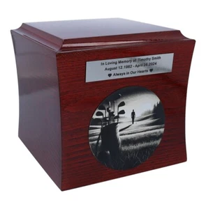 Golf urn for ashes Theme urn for a golfer Modern wooden personalized urn - Picture 1 of 4