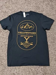 Black Short Sleeve, Crew Neck Cotton Yellowstone Dutton Ranch Shirt S - Picture 1 of 5