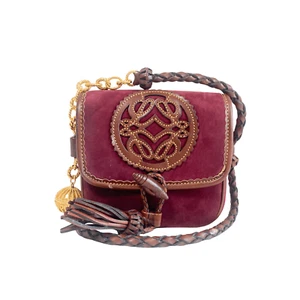 Mini Bolso de Hombro LOEWE Archive Feria Gamuza Borgoña - Imagen 1 de 18