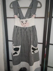Lil Cactus Girls Dress Size 5Y Black And White Cow - Picture 1 of 9