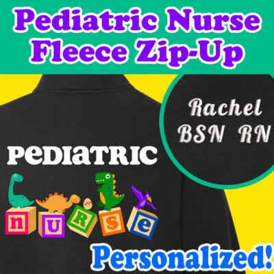 Personalized Pediatric Nurse Kids Dinosaurs Zip Up Fleece Jacket - Image 1 of 4