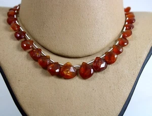44 Ct 5 to 10 MM Natural Orange Color Kyanite Heart Cut 8 Inch Necklace Jewellry - Picture 1 of 7