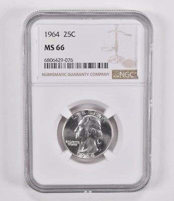MS66 1964 Washington Quarter NGC Brown Label - Image 1 of 4