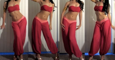 Lámpara de Aladino Jazmín Princesa Vestido Rojo Hecho Vestido Disfraz Juegos con disfraces Foto 1 de 3