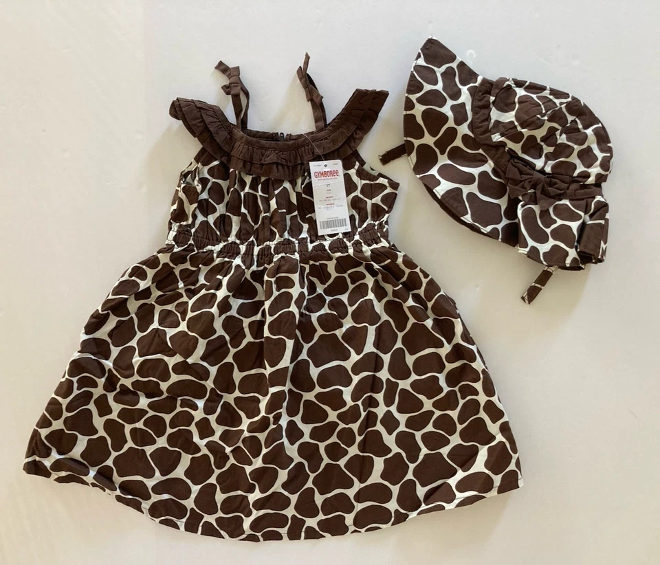 NWT Gymboree Safari Fashion 2T Giraffe Print Dress & Sun Hat  - Image 1 of 1