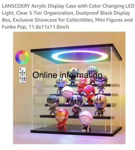 Acrylic Display Case with Color Changing LED Light, Clear 5 Tier - Picture 1 of 10
