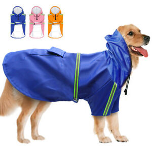 Pet Dog Raincoat Waterproof Hooded Puppy Rain Jacket Clothes Reflective 8 Sizes