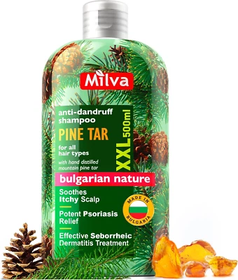 Milva Pinienteer Shampoo gegen seborrhoische Dermatitis - 500 ml natürliches Schuppenshampo - Bild 1 von 4
