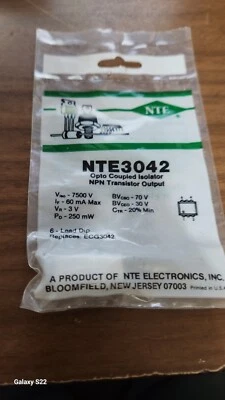 NTE3042  OPTOCOUPLER ISOLATION NPN TRANSISTOR OUTPUT - Image 1 of 2