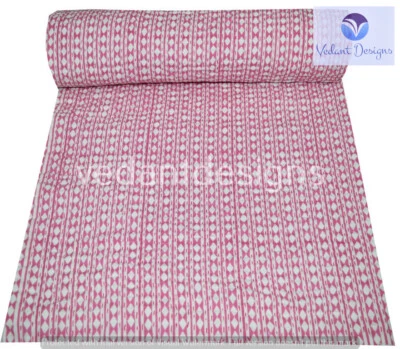 Indian Vintage Quilt Kantha Polka dot Bedspread Cotton Blanket Ralli Gudari - Image 1 of 4