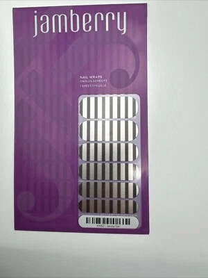 Jamberry Nail Wraps Jersey niña hoja completa (plateado/negro rayas metálicas) Foto 1 de 2