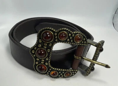 Cinturón de cuero Steve Madden marrón para mujer pedrería mediana 34” Foto 1 de 4