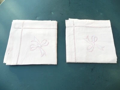 paire de taies d'oreiller ancienne en métis brodé - Photo 1/4