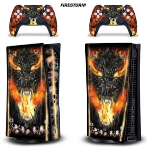 Skin Decal For PS5 Playstation 5 DIGITAL Console + Controller Stickers FIRESTORM - Picture 1 of 3