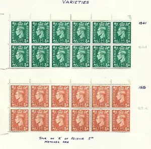 GREAT BRITAIN. MUH/MH 1/2 Green & 1/2d Orange Blocks with VARIETY - Picture 1 of 1