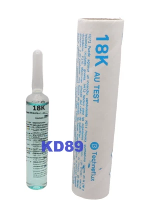 KD89 1x Ampoule de réactif à tester l'Or 18 carats 750/1000 18k 18K - Envoi en tube