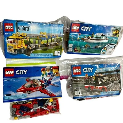 LEGO CITY 4 Vehicles: 60060 Racing Transporter 60084 Auto 60221 Yacht 60177 Jet - Image 1 of 4