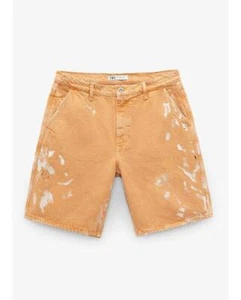 Zara Men's Burnt Orange Denim Bermuda Shorts Size 32 - Picture 1 of 5