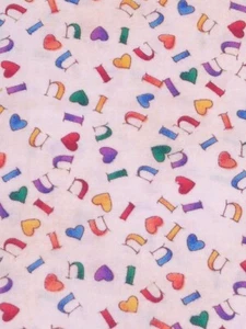 100% cotton quilt fabric I HEART LOVE YOU Smith Milligan rainbow yardage 6 yards - Picture 1 of 9