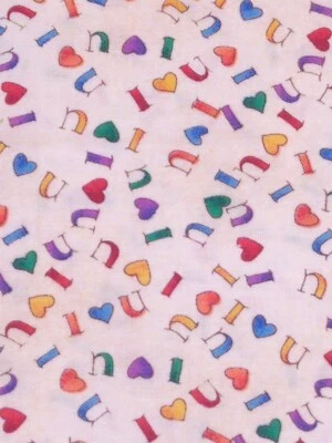 100% cotton quilt fabric I HEART LOVE YOU Smith Milligan rainbow yardage 6 yards - Image 1 of 4