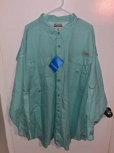 Columbia PFG Fishing Shirt Men’s 4X Aqua Tamiami II Vented Long Sleeve Pockets - Picture 1 of 8