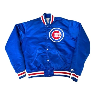 Vintage MLB 80s Chicago Cubs Starter Satin Jacket Size Medium Made In USA FLAWS - Image 1 of 4