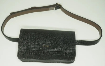 DKNY BELT BAG FANNY PACK Black Pebbled L Feather 7x4" - Image 1 of 4