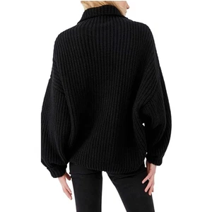 Free People Swim Too Deep Black Rollkragen Oversize Grobstrick Pullover - Bild 1 von 8