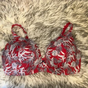 Cacique By Lane Bryant Simply Wire Free Plunge Bra Red Floral Print Sz 42DDD - Picture 1 of 7
