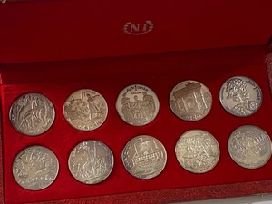 HN Tunisia 1969 1 dinaro Ag  gr.20x10 monete Proof in cofanetto KM#292-301 r468 - Picture 1 of 3