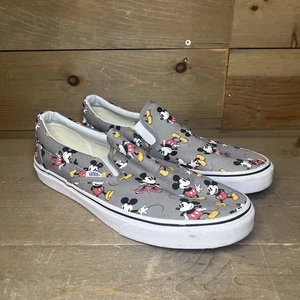 Vans x Disney Mickey Mouse Grey Classic Slip-On Shoes Sneakers Low Men's Size 12 - Picture 1 of 9