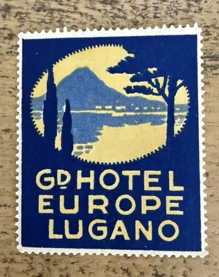Etiqueta de equipaje vintage Grand Hotel Europe Lugano Foto 1 de 2